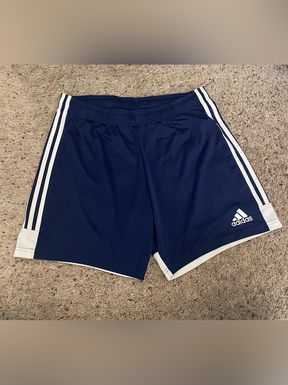 adidas Men’s Navy Athletic Shorts with White Trim